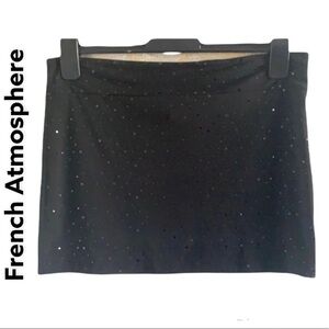 FRENCH Atmosphere black glittery polka dot skirt size L